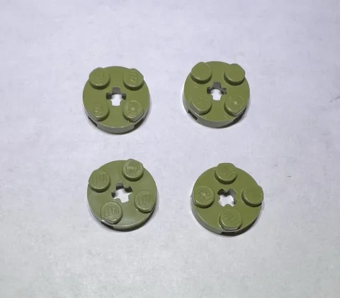Lego Lot Of 4 Olive Green 2x2 Round Plate Plates New City Part