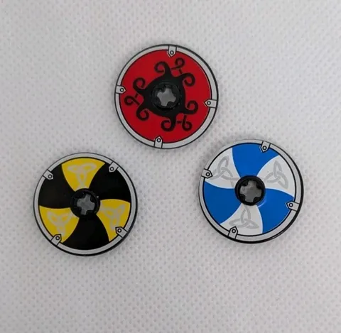 LEGO Viking Shields Technic Lot Of 3 Black Blue Yellow Red