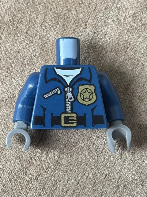 LEGO - Minifig, Torso Police Jacket, Gold Badge w/ 'POLICE' Pattern on Back