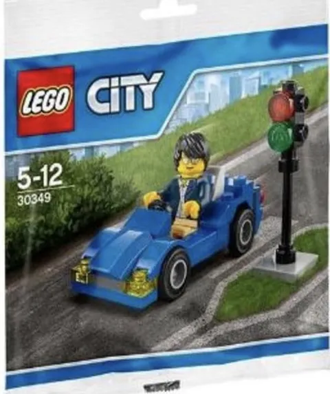 LEGO CITY: Sports Car (30349) Retired Polybag 47pc Blue Convertible Stop Light