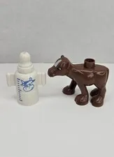 LEGO Duplo Brown Baby Cow/Calf With Milk Bottle Lot