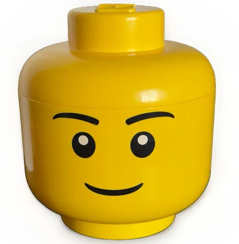 Smiling LEGO Minifigure Head Extra Large 11” Storage Yellow Container Stackable