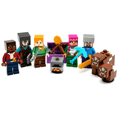 Lego Minecraft Play Pack Minifigure Lot 5 Figures w/ Animals & Accessories