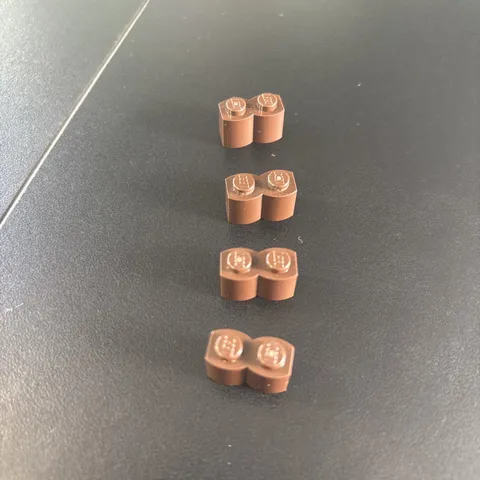 (4 Pcs) LEGO Parts - Dark Brown Brick, 1 x 2 with Log Profile - No 30136
