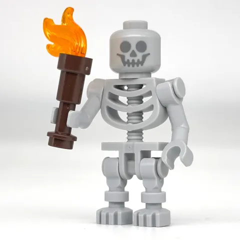 Lego Light Grey Skeleton Minifigure w/ Torch Halloween Castle Pirates - NEW