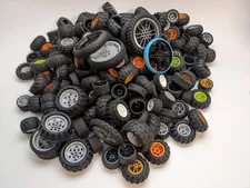 LEGO 248pcs Of Assorted TECHNIC Wheels & Tires Axle Hole Mix Rims Rubber Car Lot