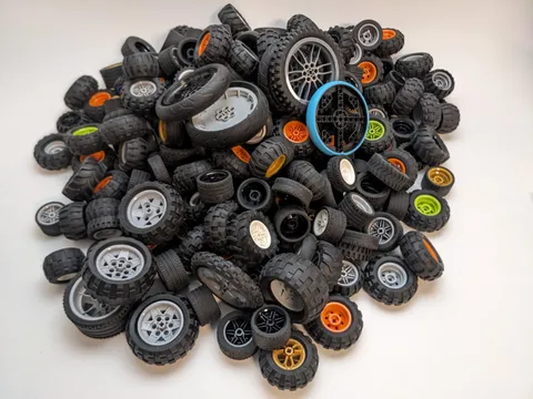 LEGO 248pcs Of Assorted TECHNIC Wheels & Tires Axle Hole Mix Rims Rubber Car Lot