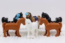LEGO Friends Mini Doll Horse Lot 6 Horses Black White Dark Orange Medium Nougat