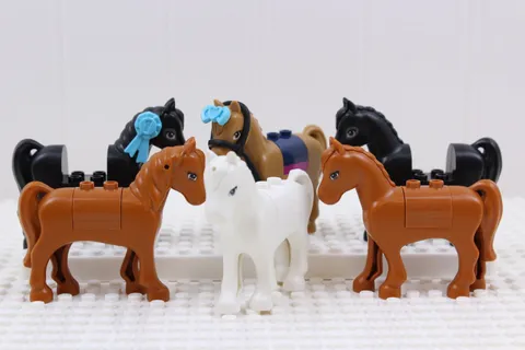 LEGO Friends Mini Doll Horse Lot 6 Horses Black White Dark Orange Medium Nougat