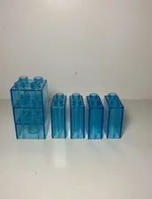 Lego Duplo Item Bricks 1x2 & 2x2 clear blue bricks Lot Of 7