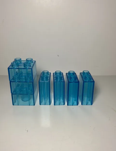 Lego Duplo Item Bricks 1x2 & 2x2 clear blue bricks Lot Of 7