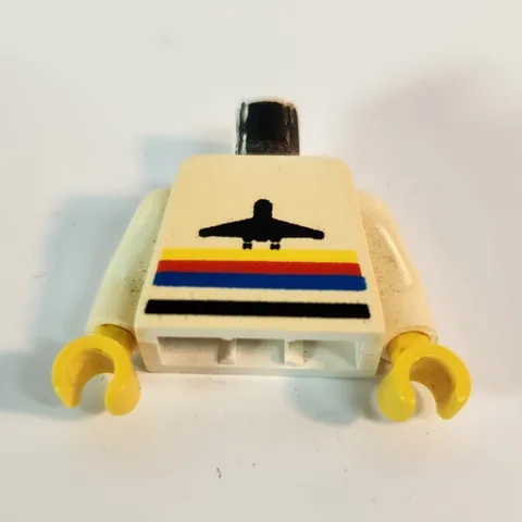 LEGO Part - 973p16c01 Minifig Torso Airplane Logo w/ Stripes Pattern Vintage 80s