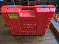 1985 LEGO Red Plastic Storage Carrying Case Briefcase Snap Lid Vintage W/ Legos