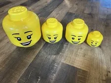 LEGO Iconic Girl Boy Storage Head LOT Smiley Face Female 11” + 7.5” + Baby X4!!!