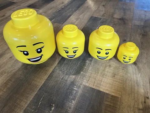 LEGO Iconic Girl Boy Storage Head LOT Smiley Face Female 11” + 7.5” + Baby X4!!!