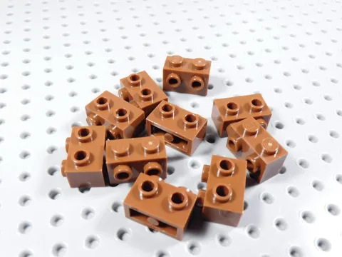 LEGO Lot of 10 Reddish Brown 1x2 Bricks w/ 2 Side Studs BA
