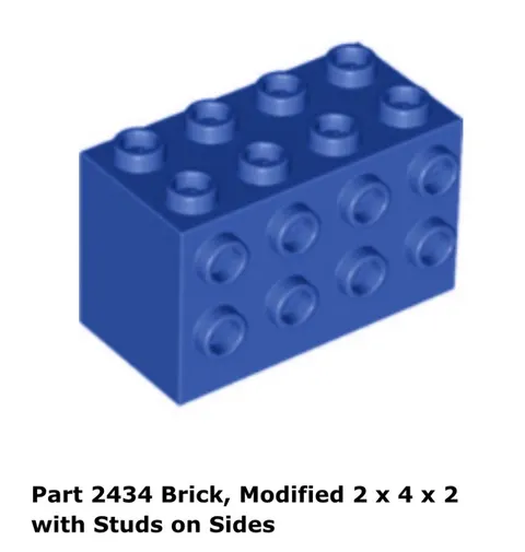 Lego 1x 2434 Blue Modified 2 x 4 x 2 Brick 1996-2001 Star Wars 10019 6190 6454