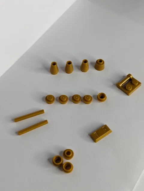 Lot 16 Mixed Pieces Dark Flat Gold LEGO Mixed Pieces 30374 4073 4589b 48336