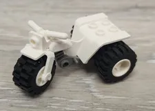 Lego 30187c01a 30187c00a White Tricycle with Dark Gray Chassis and White Wheels