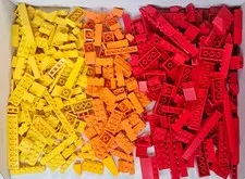 300 Pc Lego Yellow/Oranges/Red Bulk Parts Bricks Plates Slopes Lot