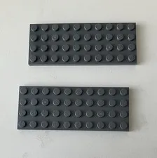 LEGO 2x NEW Pieces Plate 4x10 DARK BLUISH GREY #3030