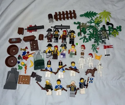 Rare LEGO Pirates Bulk Lot: Minifigures & Parts w/ Cannons, Weapons, Skeletons