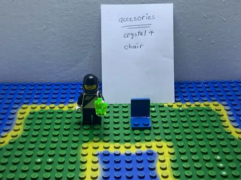 LEGO Futuron Minifigure Plastic Figure w/ Green Crystal & Blue Chair, Age 5+