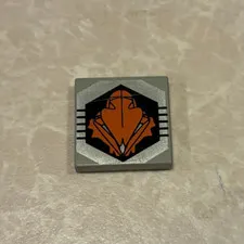 LEGO Gray Tile 2 x 2 Black Orange UFO Logo Pattern 3068pb0047 3068bpb0047