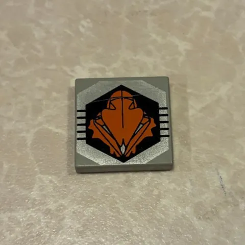 LEGO Gray Tile 2 x 2 Black Orange UFO Logo Pattern 3068pb0047 3068bpb0047