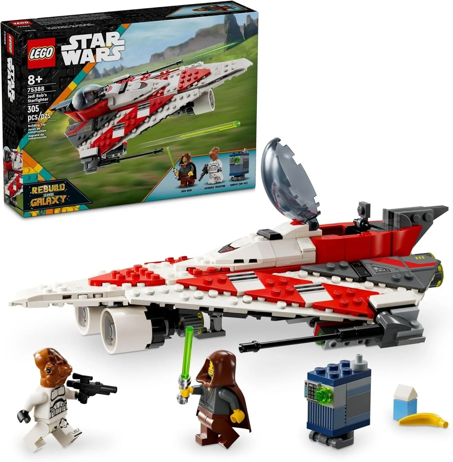 LEGO Star Wars Jedi Bob’s Starfighter Buildable Toy Vehicle, Brick Built Star Wa
