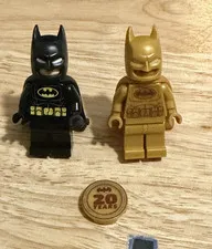 LEGO Batman Minifigures Lot of 2 Black & Pearl Gold w/ 20 Years Tile