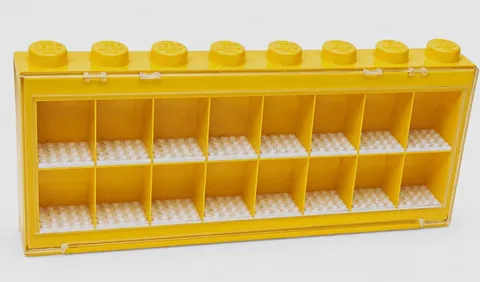 LEGO Yellow 16-Compartment Display Case Organizer, Clear Front Wall-Mount