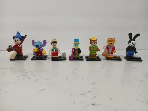 LEGO Disney 100 Minifigures Lot of 7 Mickey, Stitch, Pinocchio, Jiminy, Oswald