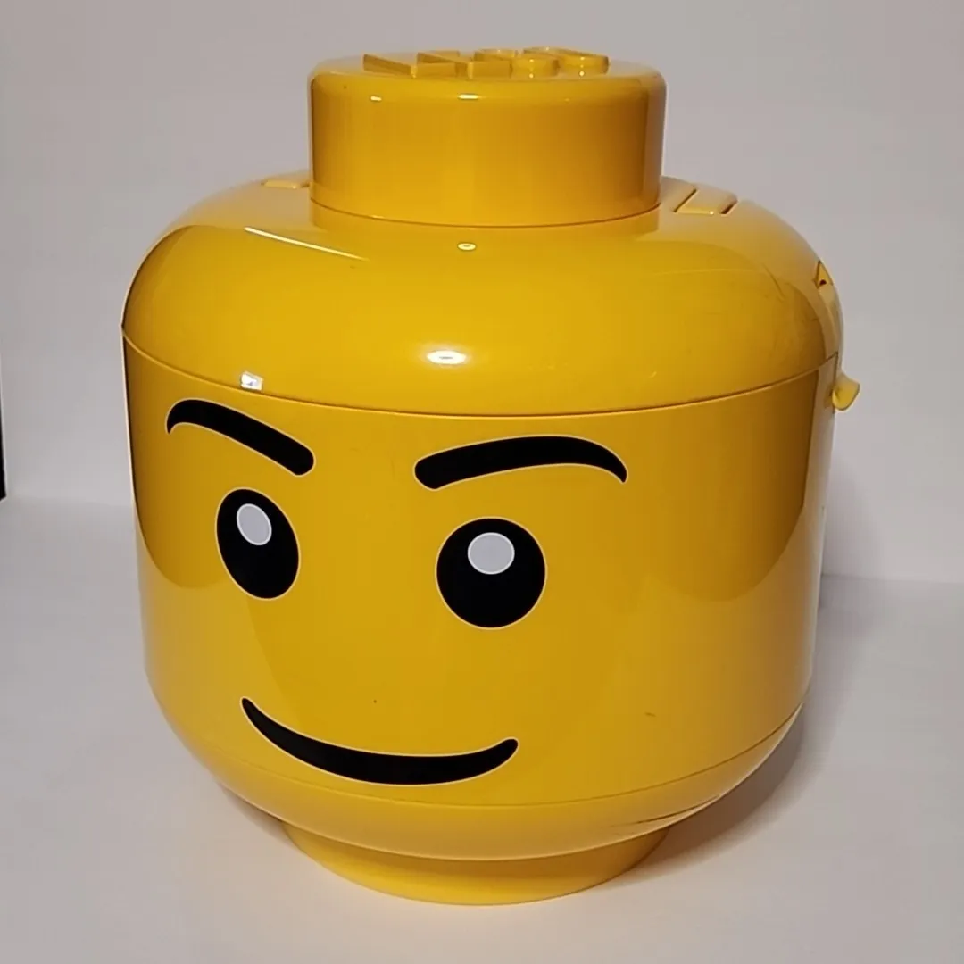 LEGO 12” X-Large Yellow Head Storage Container Sort & Store 2 Trays Handle 2010