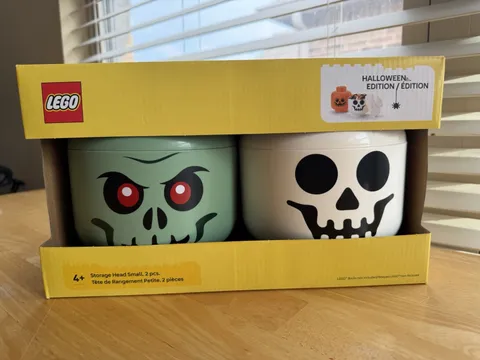 Lego Halloween Small Storage Heads ZOMBIE & SKELETON 🤢💀 FAST SHIPPING 🚀