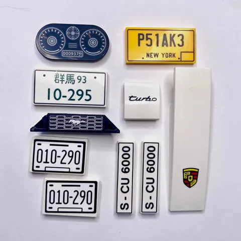 LEGO Porsche 911 10295 Printed Parts Lot Turbo License Plates Mustang 75871