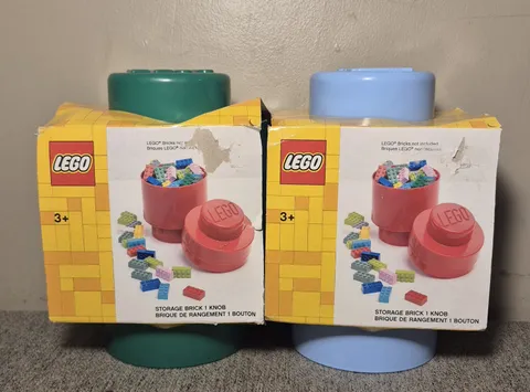 LEGO Round Storage Brick 1 Knob Single Stud Tub - Set of 2 -  Green & Blue NEW
