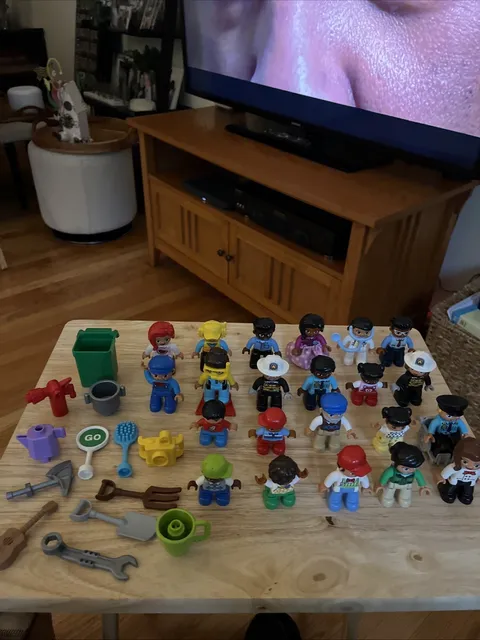 Lego Duplo Figure Lot of 22 Boys Girls Policeman Firemen Tools Etc. Nice Lot!