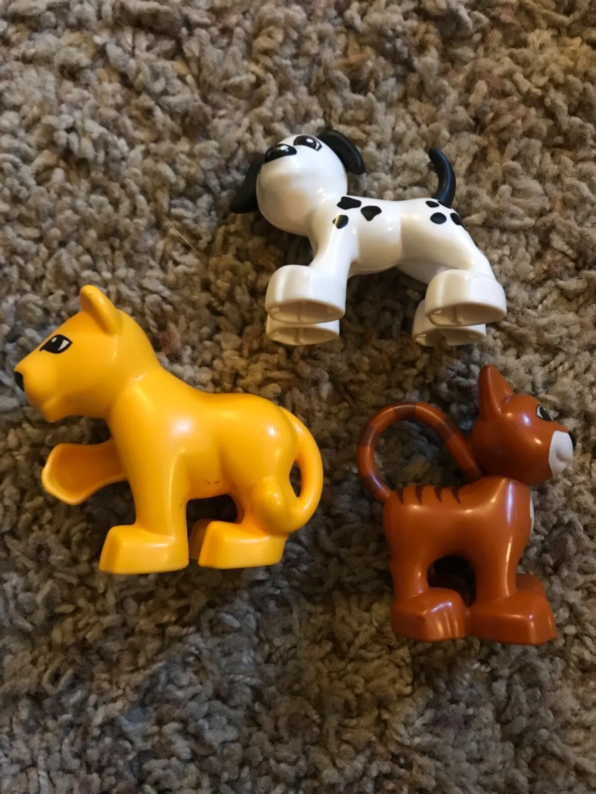 Duplo Animals Qty 3 Yellow Lion Simba ? Dalmation Puppy Dog House Cat Pets GUC