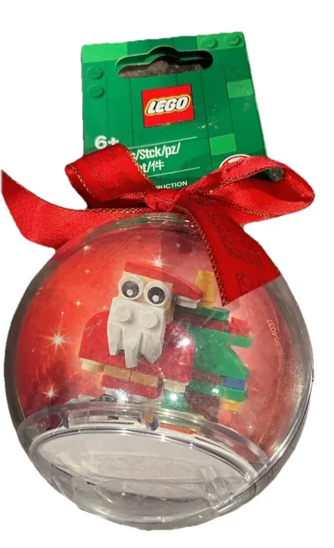LEGO 2020 Santa & Christmas Tree Clear Ball Ornament 854037 RETIRED 44 Pcs NEW