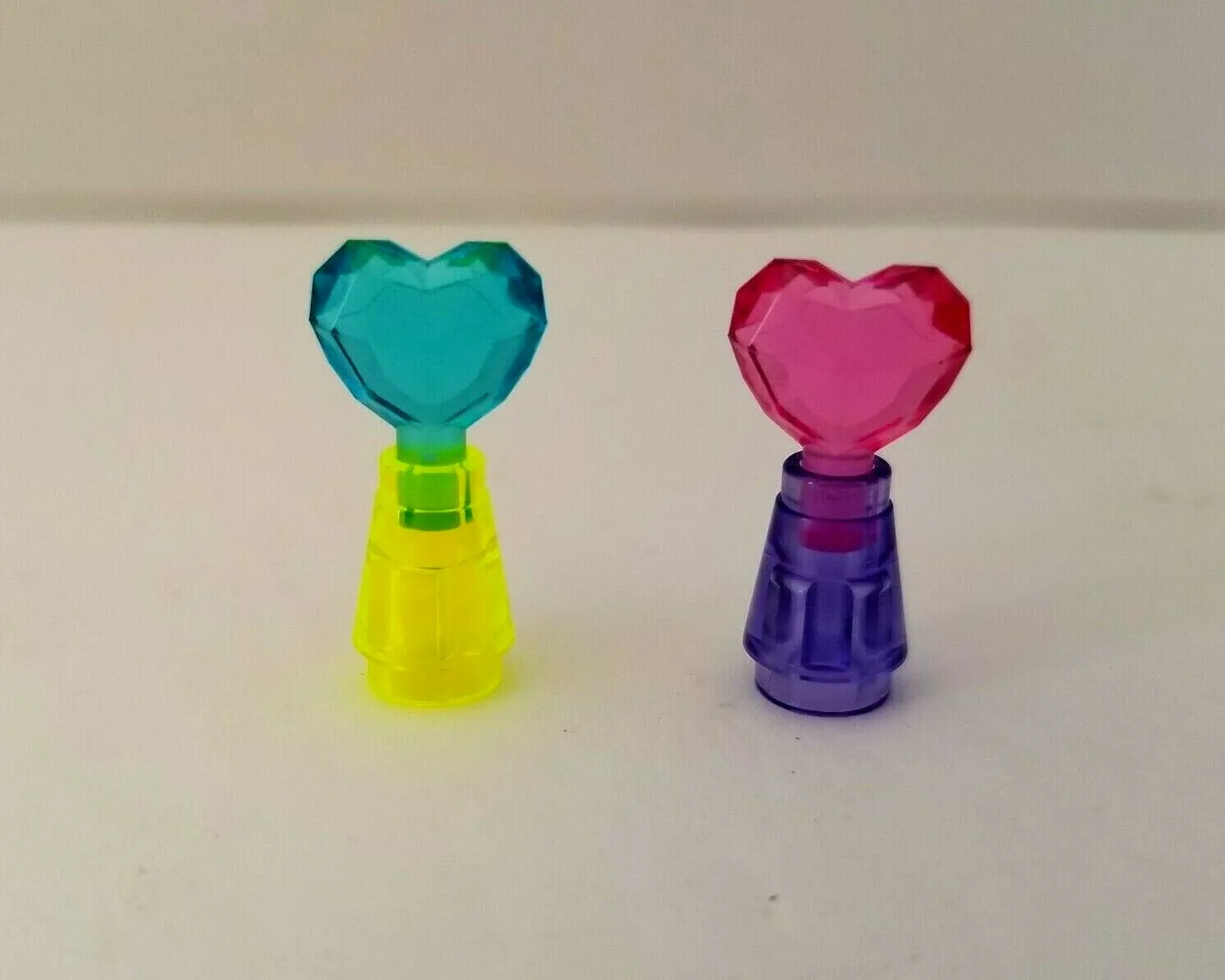 LEGO MInifigure Perfume Bottle Set Display Pink Heart Blue Purple Neon Yellow