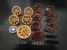 LEGO Lot of 12 Wagon Wheels With 8 Spokes (4489) 15744