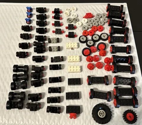 LEGO Vintage Wheels Tires Metal Axle Holders Plates Part Lot Classic Town Space
