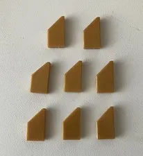LEGO 8x NEW  Tile 1x2 with Wedge/Angle Left PEARL GOLD #5091