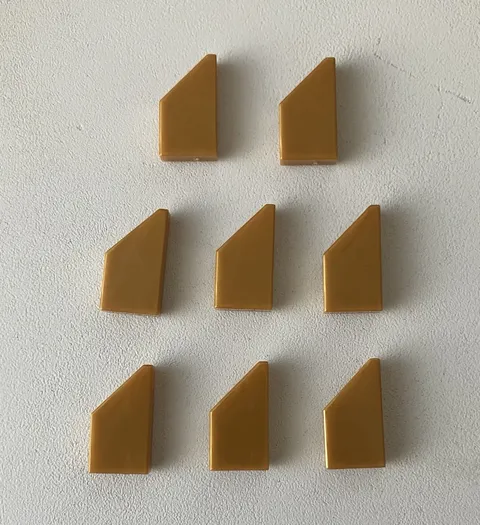 LEGO 8x NEW  Tile 1x2 with Wedge/Angle Left PEARL GOLD #5091