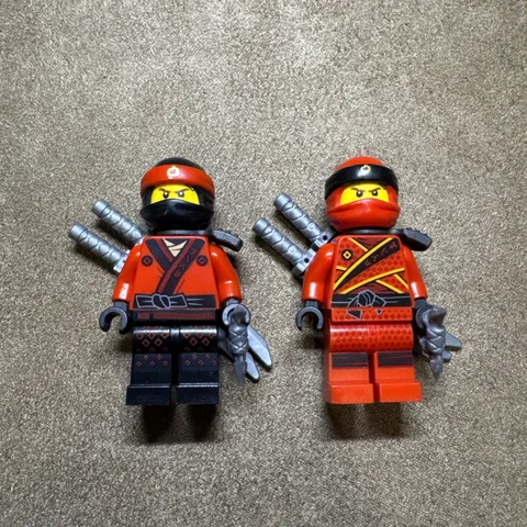 LEGO NINJAGO Kai Red Ninja Minifigures Lot of 2 w/ Weapon Accessories