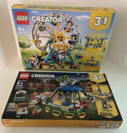 New Sealed LEGO Creator 3-in-1 Ferris Wheel 31119 & Fairground Carousel 31095
