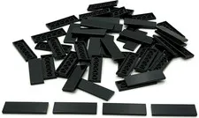 Lego 50 New Black Tiles Flat Smooth 2 x 6 Parts