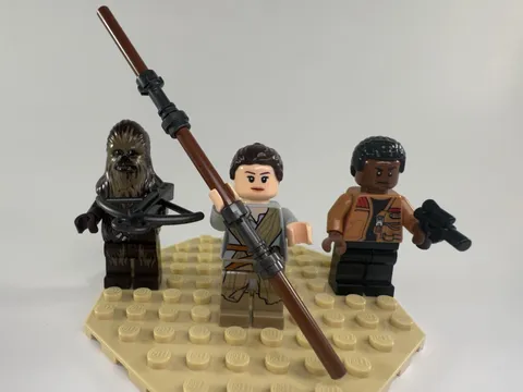 LEGO Star Wars Chewbacca Rey Finn Minifigure Lot of 3 w/ Weapons & Accessories