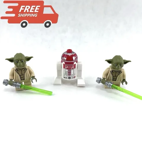 Lego Star Wars X3 Minifig X1 Astromech Droid + X2 Yoda Sw0707 With Lightsabers